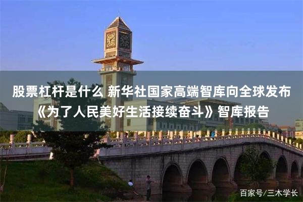 股票杠杆是什么 新华社国家高端智库向全球发布《为了人民美好生活接续奋斗》智库报告